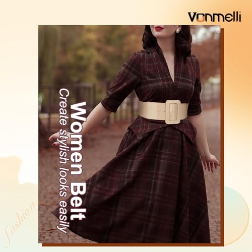 Image of VONMELLI Stretchy Wide Women Belts Elastic Vintage Belts for Women Fashion Ladies Waist Belt for Dress
