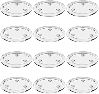 Belle Vous 12 Pack Clear Glass Pillar Candle Plates (10cm) - Votive Tealight Candle Holder Set Ideal for Spa Decorations, Weddings, Parties, Home Decor, Table Centrepieces & Gifts