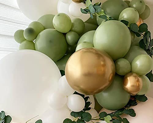 Image of DIY Sage Green and White balloon Garland Arch Kit for Baby Shower Bridal Shower Wedding Birthday Hen Party Christmas Decoration (Sage Green)