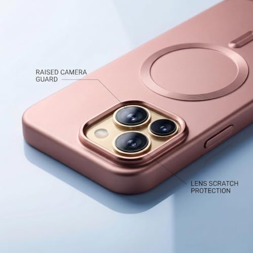 Image of amazon basics Premium Mag-Safe Case for iPhone 15 Pro Max | Shockproof & Anti-Scratch Cover | Soft Silicone with Wireless Charging | Camera Lens Guard - Rose Gold