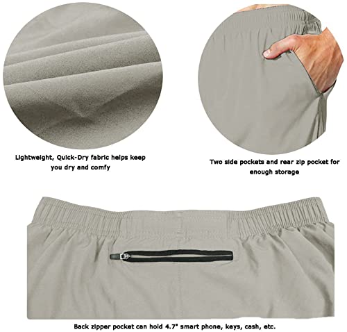 Image of EZRUN Men's 5 Inches Running Workout Shorts Quick Dry Lightweight Athletic Shorts with Liner Zipper Pockets