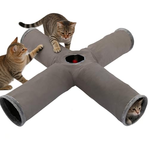 Cama plegable para gatos y túnel de juego flexible 2