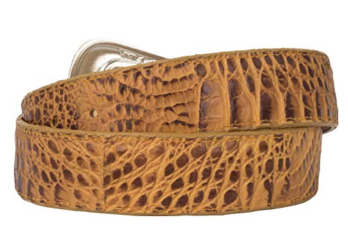 El Presidente - Mens Cognac Alligator Pattern Western Cowboy Belt Leather2