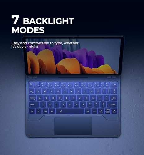 Image of Dexnor Keyboard Case for Samsung Galaxy Tab S9 11 inch inch / S9 FE 10.9 inch inch Case with Keyboard Magnetic Floating Cantilever Stand Multi-Touch Trackpad Wireless Backlit with S Pen Holder US Version - Blue, DK005