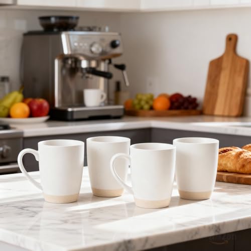 Set de 4 mugs grandes de cerámica 450 ml blancos miniatura 6