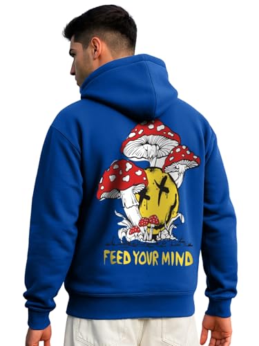 Image of Veirdo Cotton Fleece Regular Fit Full Sleeve Hooded Sweatshirt Front and Back Graphic Printed Jumper Hoodie for Men