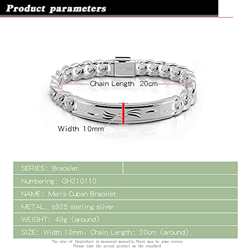 Fashion Men Silver Jewelry Classic Bracelet 100% 925 Sterling Silver Exquisite Carving Totem Bracelet 10 MM 7-10 inches Italy Design Cuban Chain Gifts3