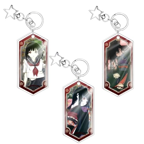 [Moekky] 3点セット 地獄少女 グッズ 閻魔あい キーホルダー オシャレ 可愛い 携帯 装飾 アクリル製品 アニメ 贈り物 かばん掛け 鍵 萌えグッズ 小道具[非公式] [並行輸入品]のサムネイル