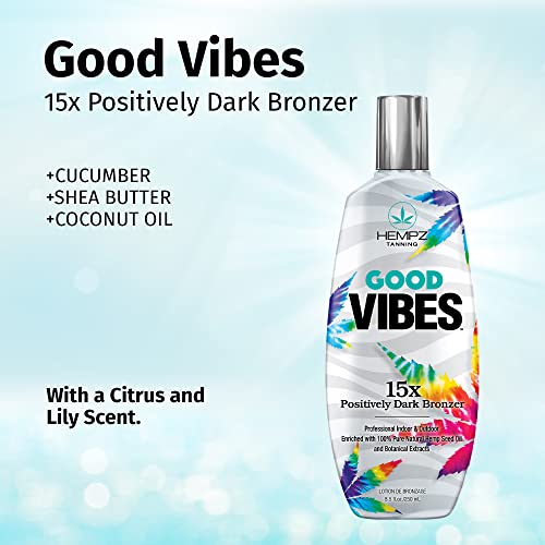 Hempz Good Vibes 15X Positively Dark Bronzer - Herbal Moisturizing Self Tanning Lotion For Tanning Beds, Beach, Sun 8.5 Fl Oz #TOP2