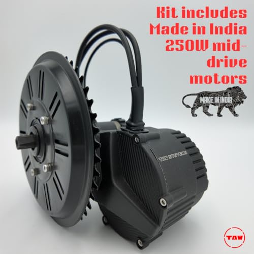 Image of TAV 250W Mid-Drive Electric Bicycle Conversion Kit with 36V 13.25 Ah Battery & Digital LCD Display - Better Range, Premium Torque for Hills, DIY Upgrade for MTB, Hybrid, Road Bicycle