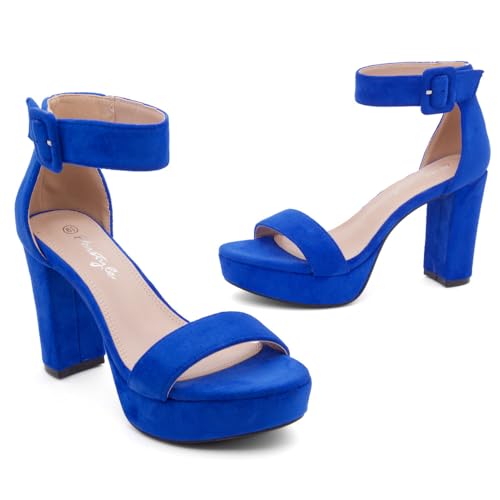 Image of Herstyle Women's Chunky Platform Heels - 4 Inch Block Heeled Sandals, Open Toe Dressy Strappy Heels with Ankle Strap for Wedding, Prom, Party & Graduation