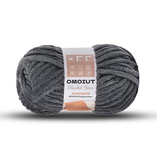 Image of Dark Gray Chunky Chenille Yarn for Crocheting, Soft Baby Blanket Yarn, Chunky Knit Blanket Crochet Yarn, #7 Super Bulky, 3.5 oz /54.6 yds Fluffy Velvet Amigurumi Yarn