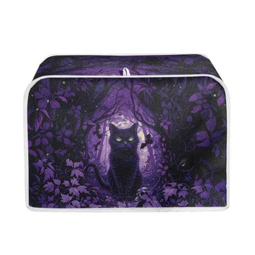 Image of Talayituse Cat Bat Maple Leaves Print 2 Slice Toaster Covers Dust Protection Bread Maker Covers Halloween Decoration Toaster Oven Cloth Cover Kitchen Accessories Washable Appliance Cover, S