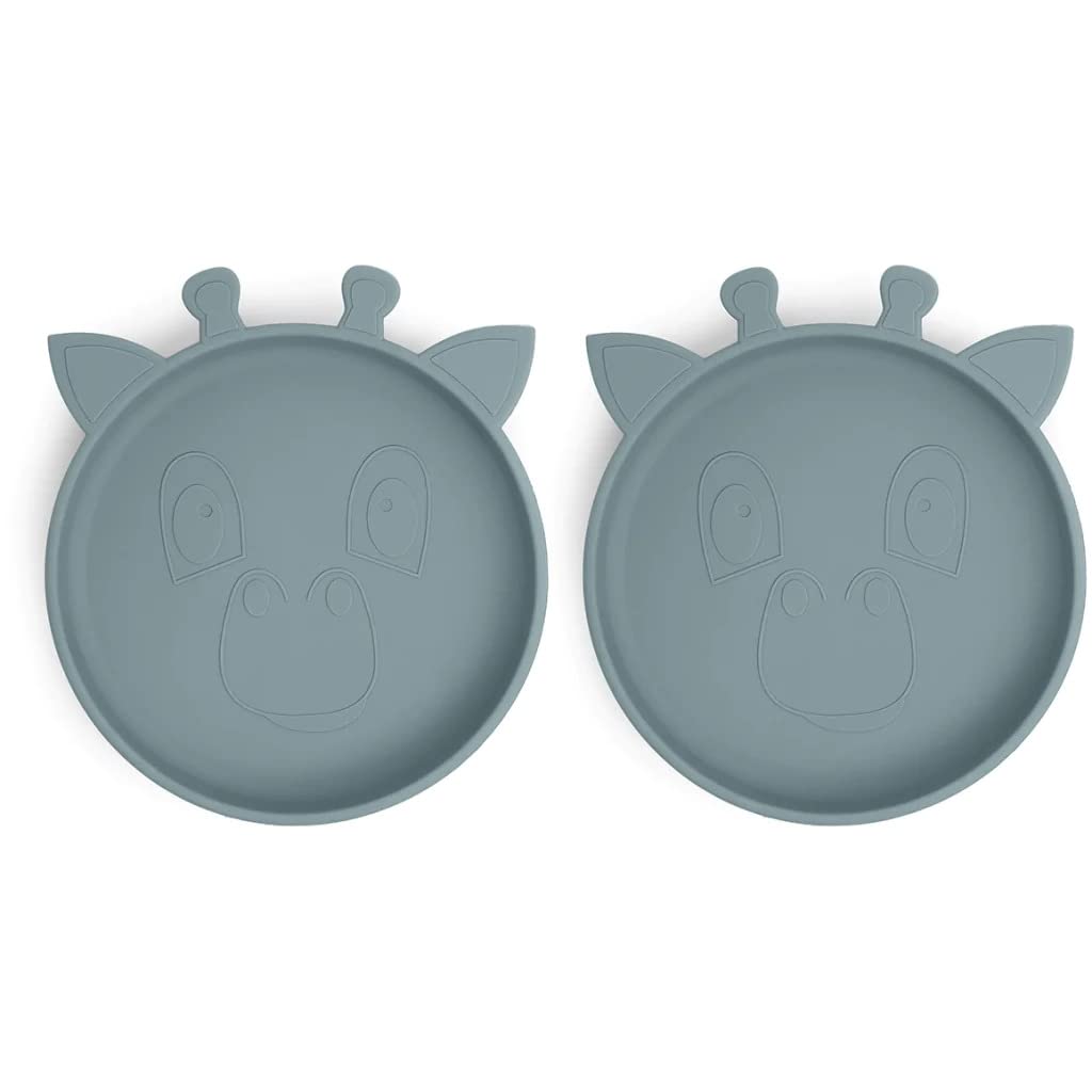 Akila Giraffe Shaped Silicone Plate 2-Pack, 17 cm Diameter x 4 Height, Lead