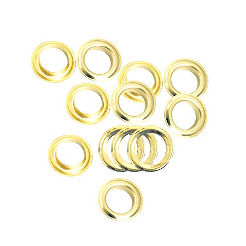 Trimming Shop Iron Eyelets with Washers Durable Grommets for DIY Clothing, Leather Work, Scrapbooking, Arts and Crafts Decoration (Gold, 12mm, 100pcs)