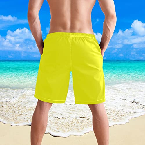 RunningBear Bright Yellow Men's Swim Trunks Beach Short Men Quick Dry Swimming Trunks for Men,S3