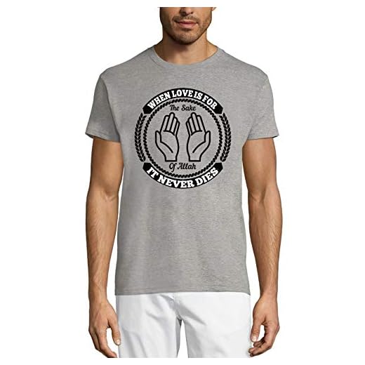 ULTRABASIC Herr grafisk T-shirt The Sake of Allah - Det dör aldrig (Grå märg, 4X-Large)