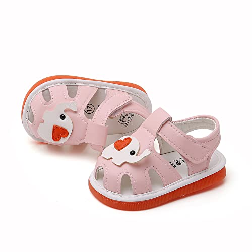 Image of WILLFUN Baby Boy Girl Summer Infant Squeaky Sandals Premium Rubber Sole Closed-Toe Non-Slip Shoes Toddler First Walkers