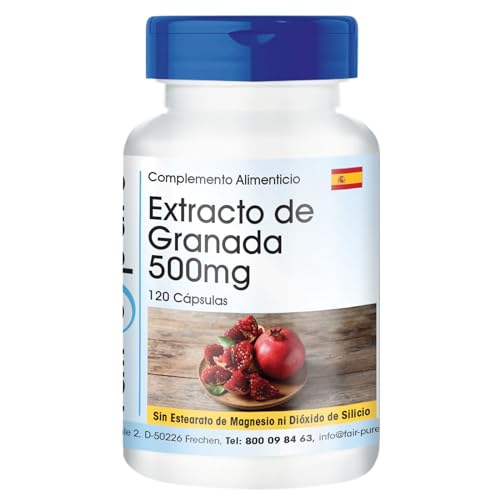 Fair & Pure® - Extracto de Granada 500mg - 40% de Ácido Elágico - Vegano - Alta pureza - 120 Cápsulas