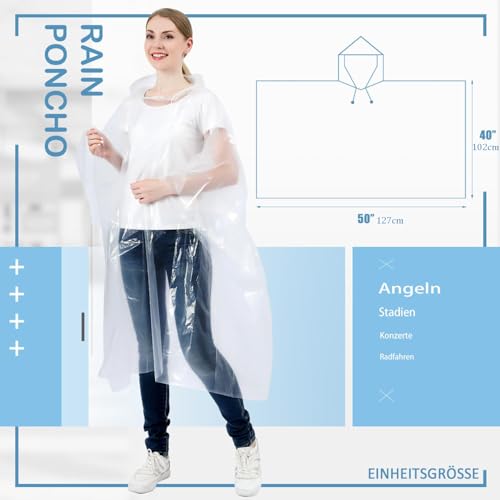 SWOGAA Regenponchos Familienpackung 6 Stück - 50% Extra Dick Durchsichtig Wasserdichte Regencape Leichtgewichts Regenschutz Regen Poncho Transparent