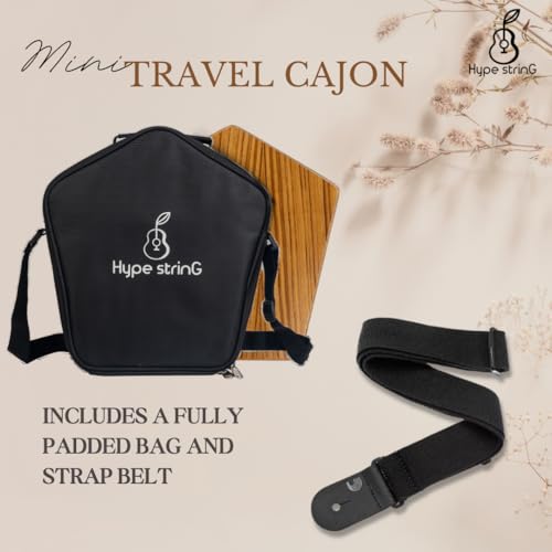 Image of Hype String Mini Travel (Double-Sided) Cajon || Made of Solid Teak Wood With Cover Bag and Strap