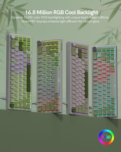 Image of Womier 60% Gaming Mechanical Keyboard Green QMK /VIA Creamy Keyboard Wired, Hot Swappable Gasket Mount RGB Key Board & PBT Keycaps(VK66 PRO)