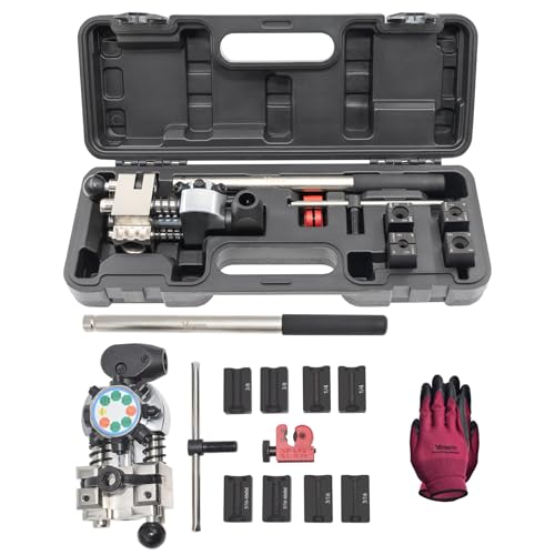 Kit de herramientas de ensanchamiento de línea de freno, bengalas simples de 45 grados, doble y de burbujas, línea de freno y herramienta de ensanchamiento de tubos para líneas de 3/16, 1/4, 5/16