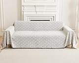 AIVIA Loveseat Cover Sheet Blanket, Reversible Anti Slip Cushion Covers for 2 Seater Couches with Armrest, Love-Seat Furniture Decor Slipcovers Protector for Dogs Cats Pets (Gray White 71