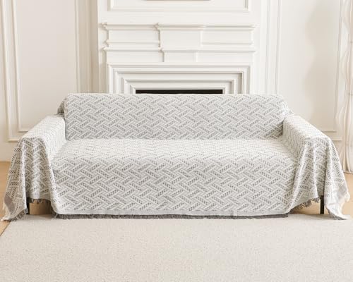 AIVIA Loveseat Cover Sheet Blanket, Reversible Anti Slip Cushion Covers for 2 Seater Couches with Armrest, Love-Seat Furniture Decor Slipcovers Protector for Dogs Cats Pets (Gray White 71