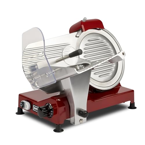 G3 Ferrari G20157 Affettatrice Professionale Emilia 250, 240 W, Lama Inox 25 cm, Affilatoio integrato, Interruttore a 2 pulsanti, Spessore taglio 0-12 mm, Piedini antiscivolo, Rosso