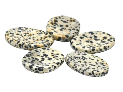 Image of Dalmatian Jasper Crystal Thumb Worry Pebbles Stones for Anxiety Stress Relief Massage - AAA Grade Original Healing Gemstone Agate Rubbing Stone for Yoga Meditation Spiritual Reiki Feng Shui
