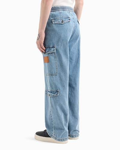 Armani Exchange Men's Denim Cargo Pant with Logo Patch4