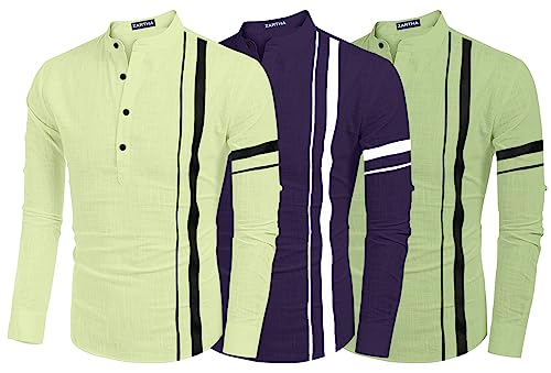 Chemises plates Kurta en coton mélangé lot de 3 idéales pour le bureau et les sorties