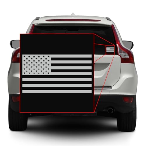 Image of American US Flag [Pick Color /Size] Vinyl Decal Sticker for Laptop /Car /Truck /Window /Bumper (5in x 2.8in, Gloss Light Gray)