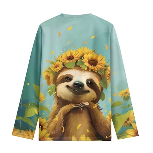 Image of Girls Cartoon Print Long Sleeve Graphic Tee Casual Crew Neck T-Shirts for 3-16 Years Little Girls