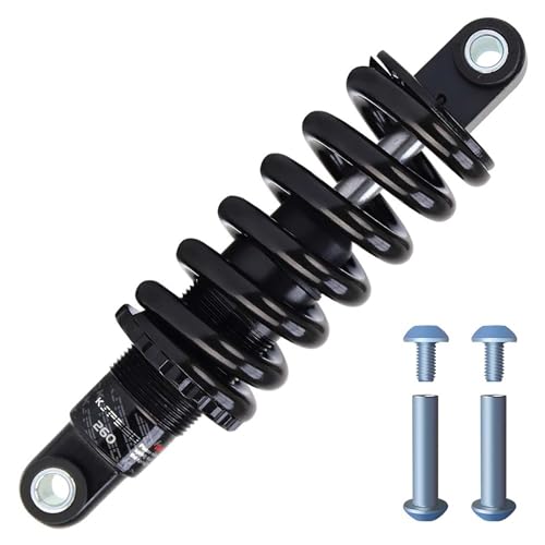 Mountain Bike Rear Shock with Bushing and Screw, Alloy Air Rear Shock Absorber, Coil Spring Suspension, 250 Lbs to 2000 Lbs, Black (190mm-450lbs)