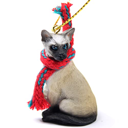 Conversation Concepts Siamese Cat Tiny Miniature One Christmas Ornament - Delightful! - Made with Resin, Gold