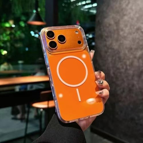 Coque magnétique iPhone 17 Pro Max orange silicone rigide pour le quotidien