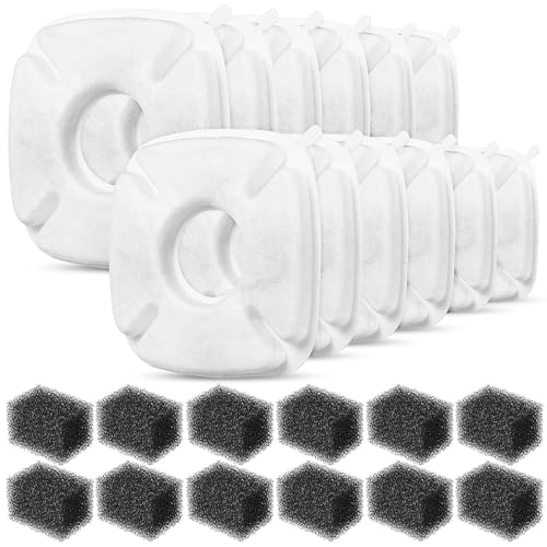 SUPVOX 12 Sets Pet Water Fountain Replacement Filter - Non-Woven Fabric Filter Pads for Water Purity, Triple Filtration System Compatible with 95 OZ Pet Water Fountain