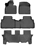 SMARTLINER All Weather Custom Fit Black 3 Row Floor Mat Liner Set Compatible with 2020-2023 Kia Telluride with 2nd Row Bench or Bucket Seats with Center Console