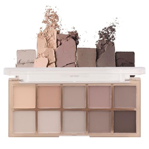 10 Colors Nude Gray Taupe Matte Eyeshadow Palette,Highly Pigmente...