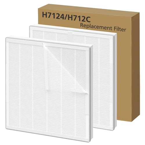 H7124 Replacement Filters for GoveeLife H7124 & H712C Smart Air Purifier, 3-IN-1 H7124 Hepa Filters, Replace Part H7124-RF | H712C-RF, 2 Hepa Filters + 4 Washable Nylon Pre-Filters