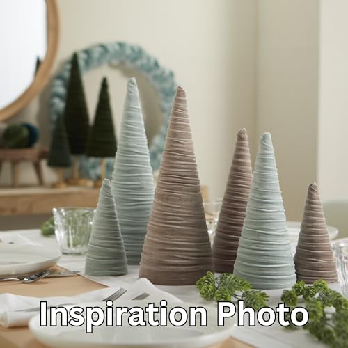 Image of Taupe Velvet Trees Set of 3, Handcrafted Elegant Holiday Entryway, Neutral Modern Decor, Minimalist Mantle Valentine's, Wedding Centerpiece (Taupe)