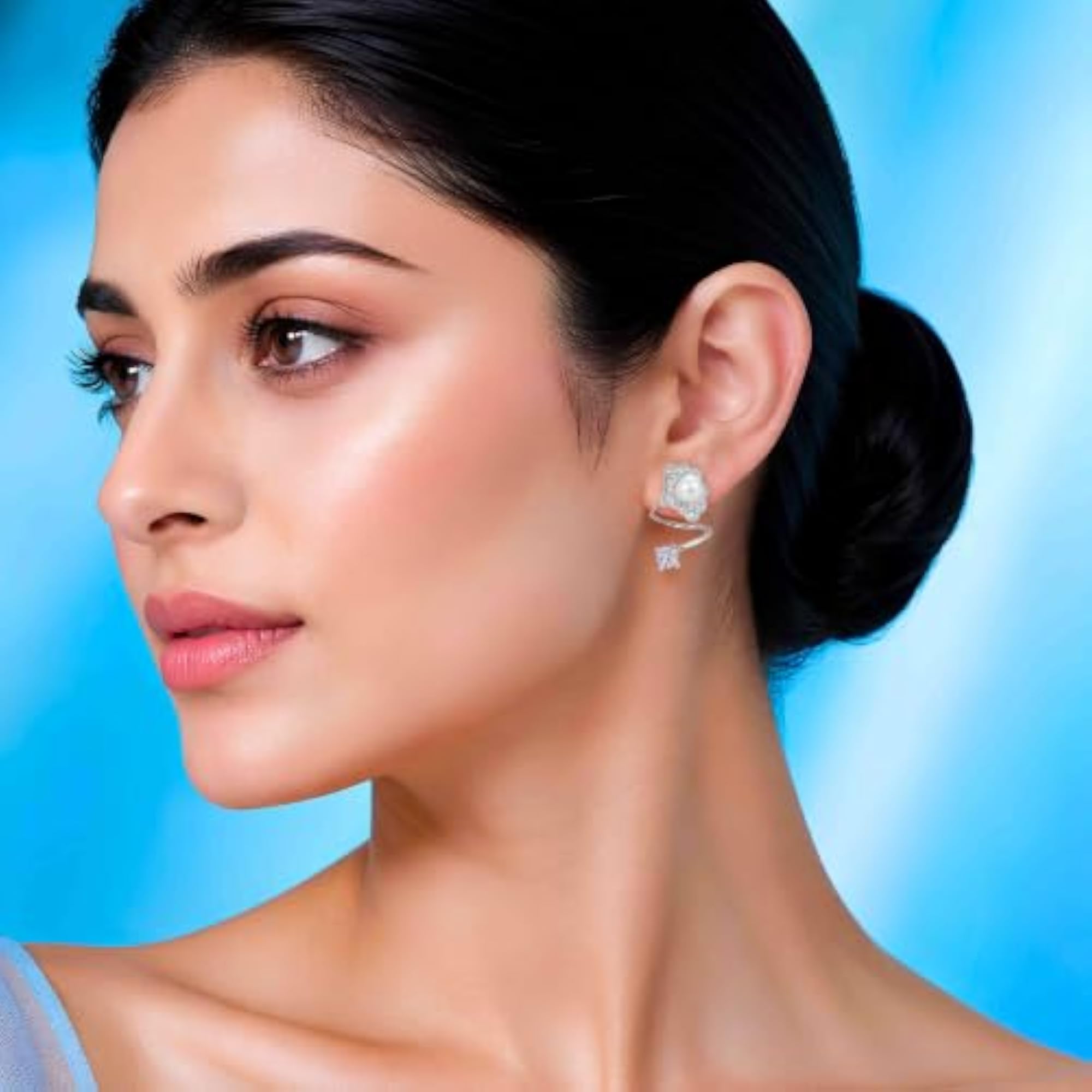 Women's Regal 925 Silver Emerald Drop Cluster Earrings, Gift for Women