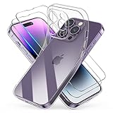 Bietet 360°-Vollschutz für Ihr iPhone 14 Pro, hochwertige Displayschutzfolie aus gehärtetem Glas schützt Ihren Bildschirm vor Kratzern und Beschädigungen, stoßfeste, durchsichtige Hülle bietet vollen Schutz für Kamera und Körper, genießen Sie Ihre Freizeitmomente, wie Sie möchten