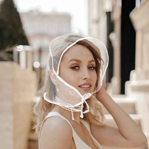 FdcLixuvol 6 Stück Regenhaube Transparent Wasserdicht Regenschal Regenhaube Kopf mit Sonnenschutz Kunststoff Herren Damen Regenmantel Regenkapuze Regenschutz Überkopf