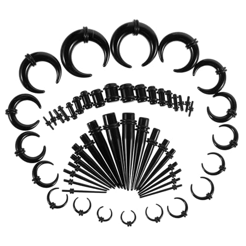 Lusofie Kit d'étirement d'oreille 54 pièces, 14 g-00 g en acrylique, piercing en spirale, écarteurs d'oreille...