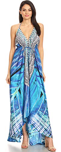 Image of Sakkas Lizi Womens Maxi High-Low Halter Handkerchief Long Dress Beach Party