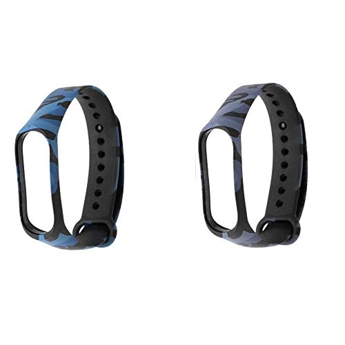 Image of ILOFT Silicone Camouflage Army Style Band Strap for Xiaomi Mi Band 3(Device Not Included) (Blue+Grey)