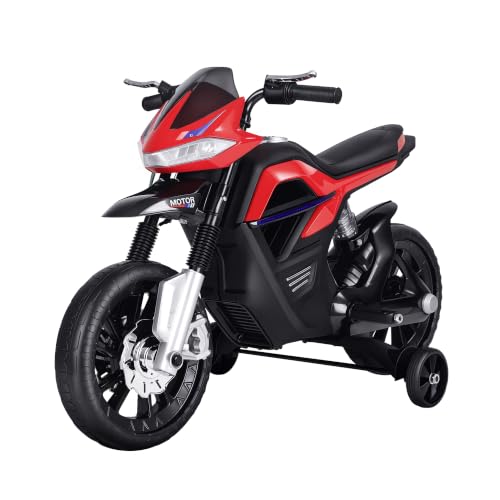 HOMCOM Moto &Eacute;lectrique pour Enfants 3-6 Ans 25 W 6 V 3 Km/h Rouge